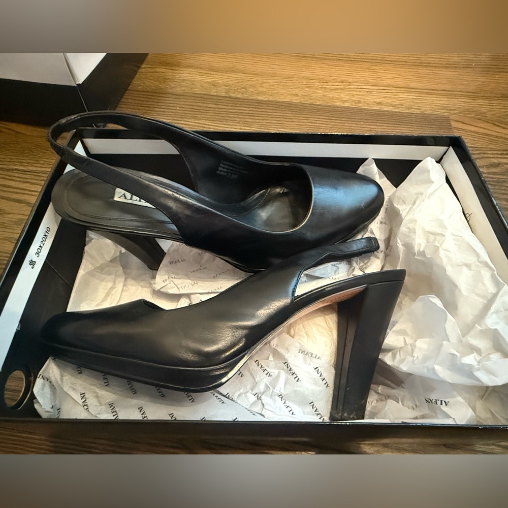 Alfani Black Slingback Heels with Thick Platform